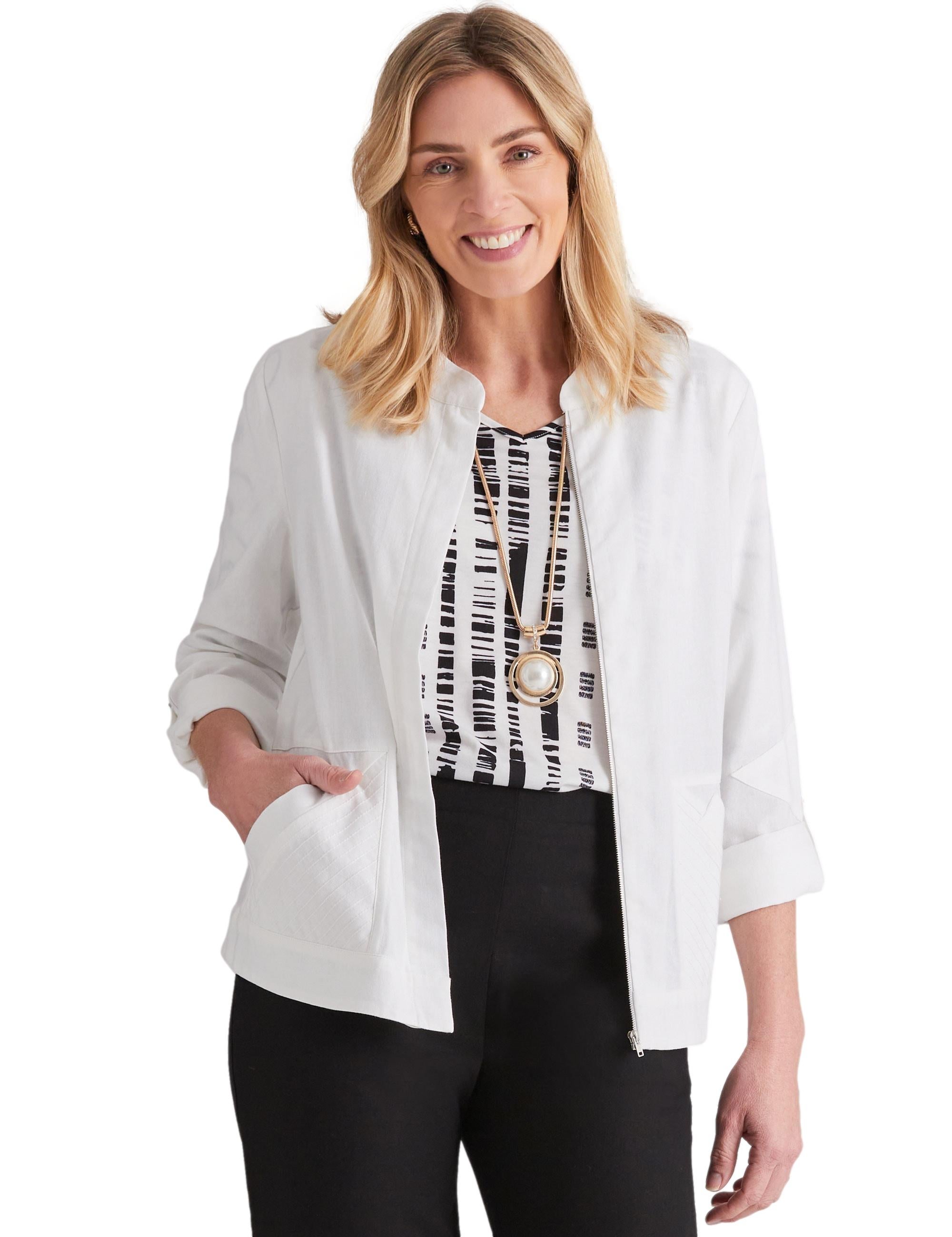 Buy NONI B - Womens Jacket - Linen Pocket Detail Jacket - MyDeal