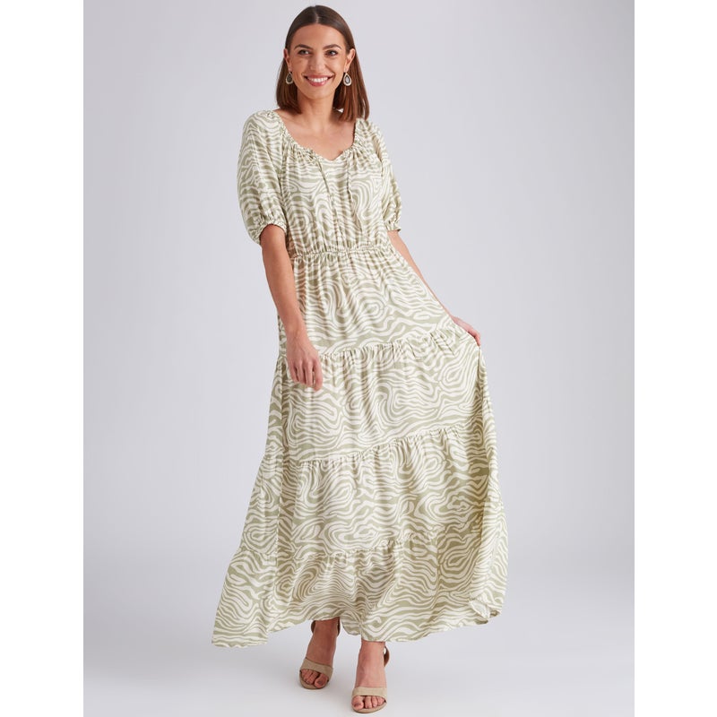 Buy NONI B - Womens Dress - Printed Tiered Maxi Dress - MyDeal