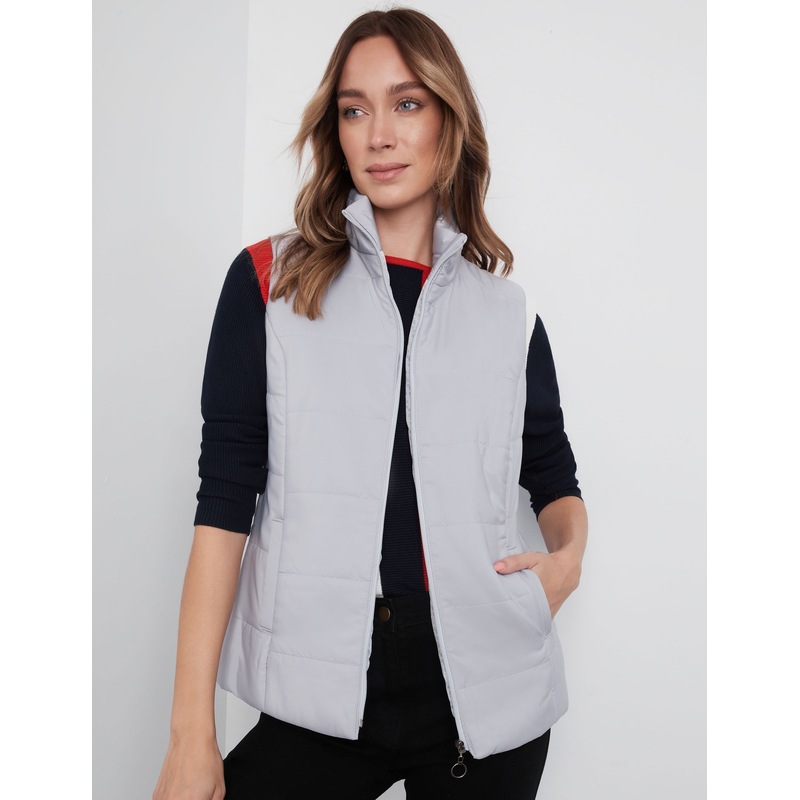 Buy NONI B - Womens Long Vest - Silver Winter Jacket - Puffer - Casual ...