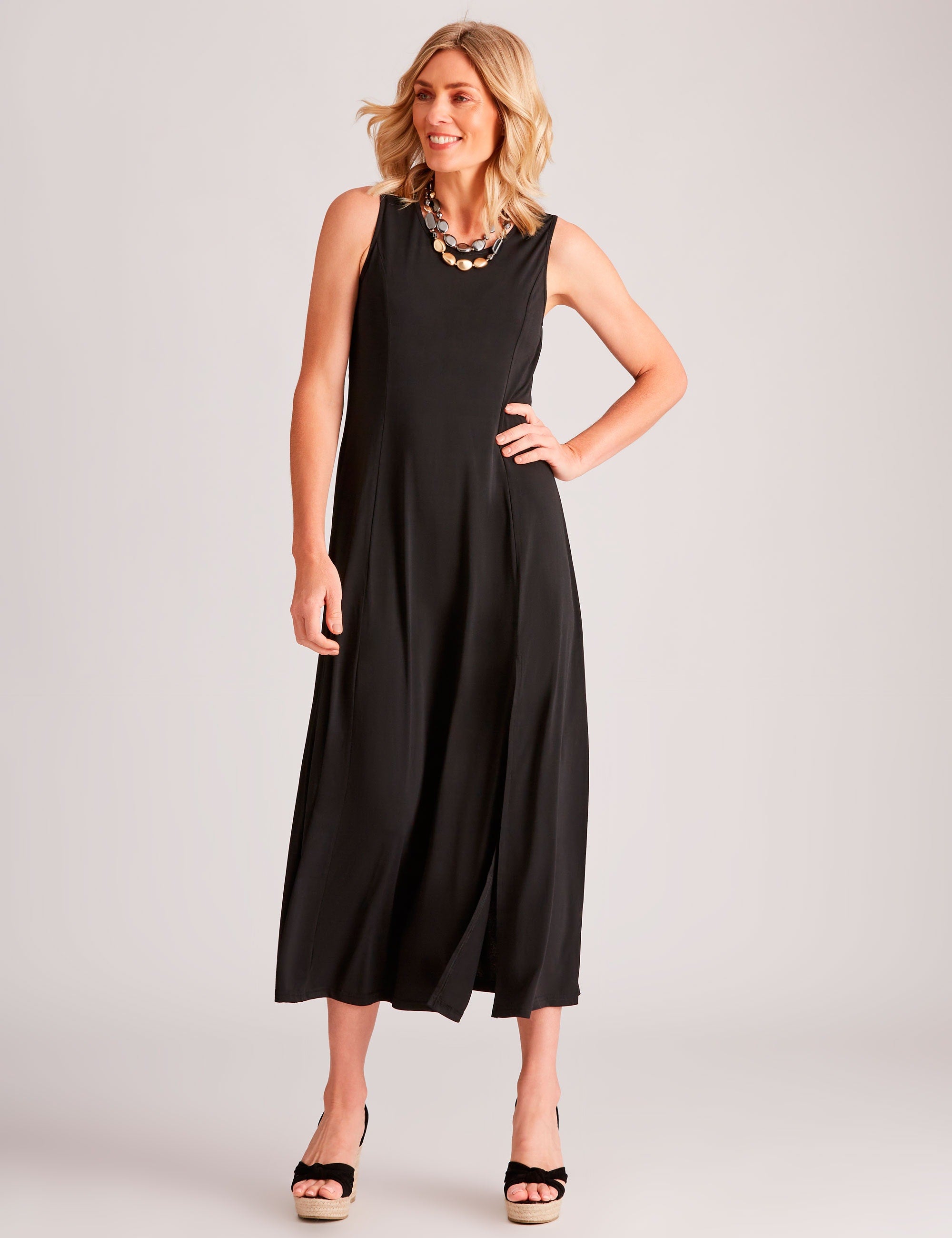 Buy NONI B Womens Dress Black Side Split Maxi Dresses