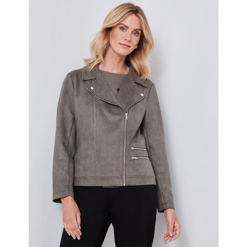 Buy NONI B - Womens Jackets - Zip Front Suedette Jacket - MyDeal