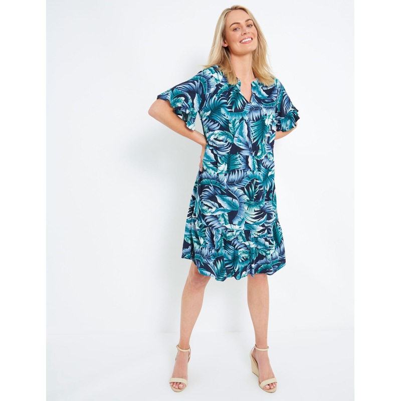 Buy Womens Rivers Short Sleeve Printed Midi Dress ALine Clothing