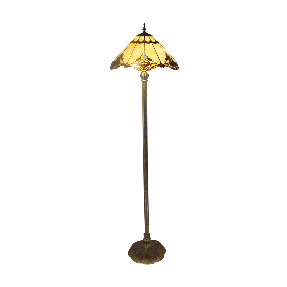 Benita Leadlight Tiffany Floor Lamp - Beige