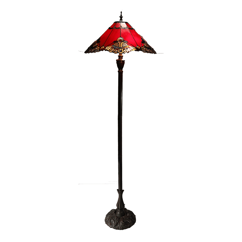 Benita Leadlight Tiffany Floor Lamp - Red