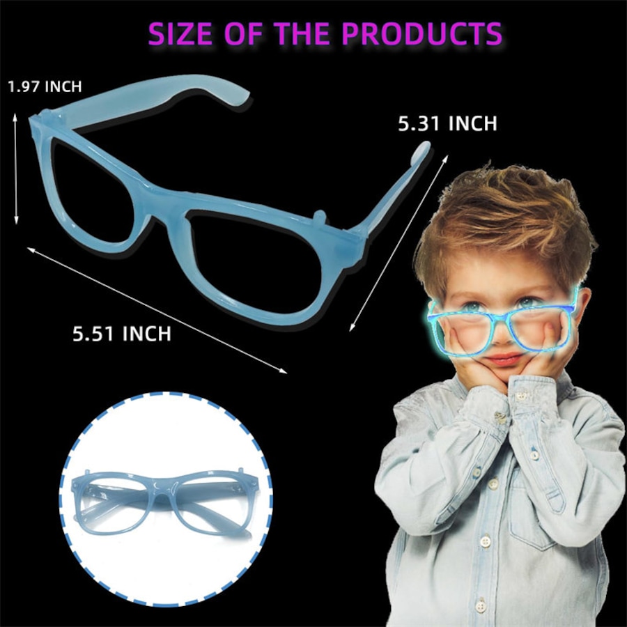 Catzon 10 Pack Neon Glow Glasses Party Glasses Glow in The Dark-SquareFrame
