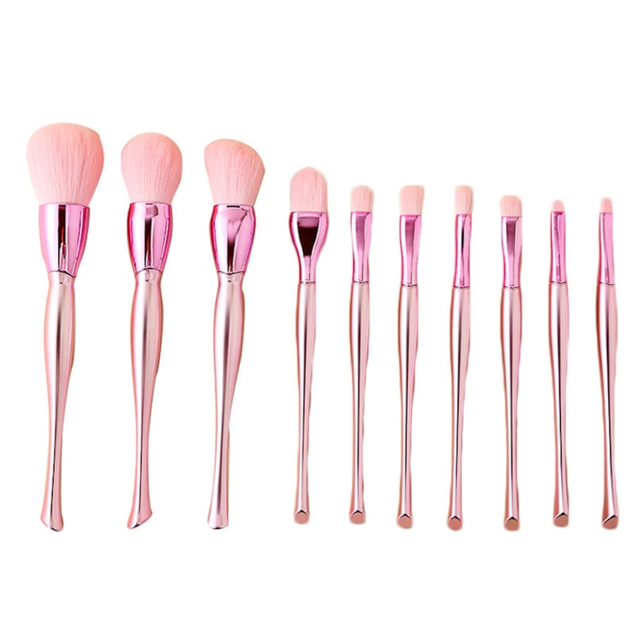 Catzon 10 Pcs Makeup Brushes Set Blush Facial Eye Shadow Brushes-Pink