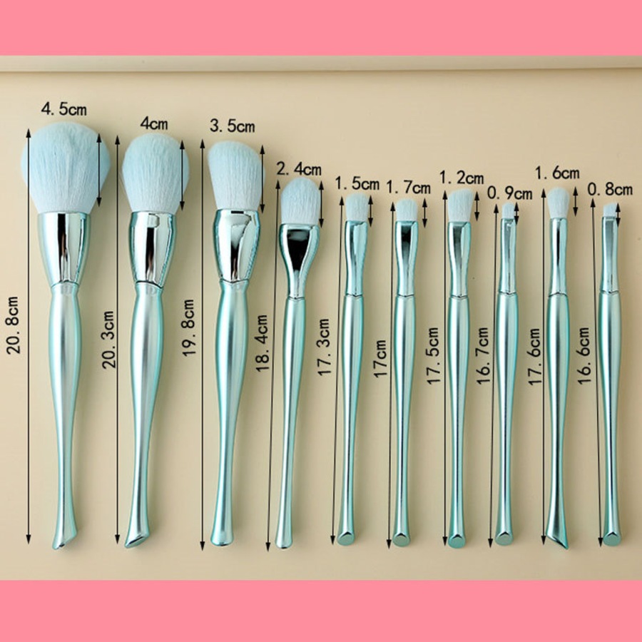 Catzon 10 Pcs Makeup Brushes Set Blush Facial Eye Shadow Brushes-Pink