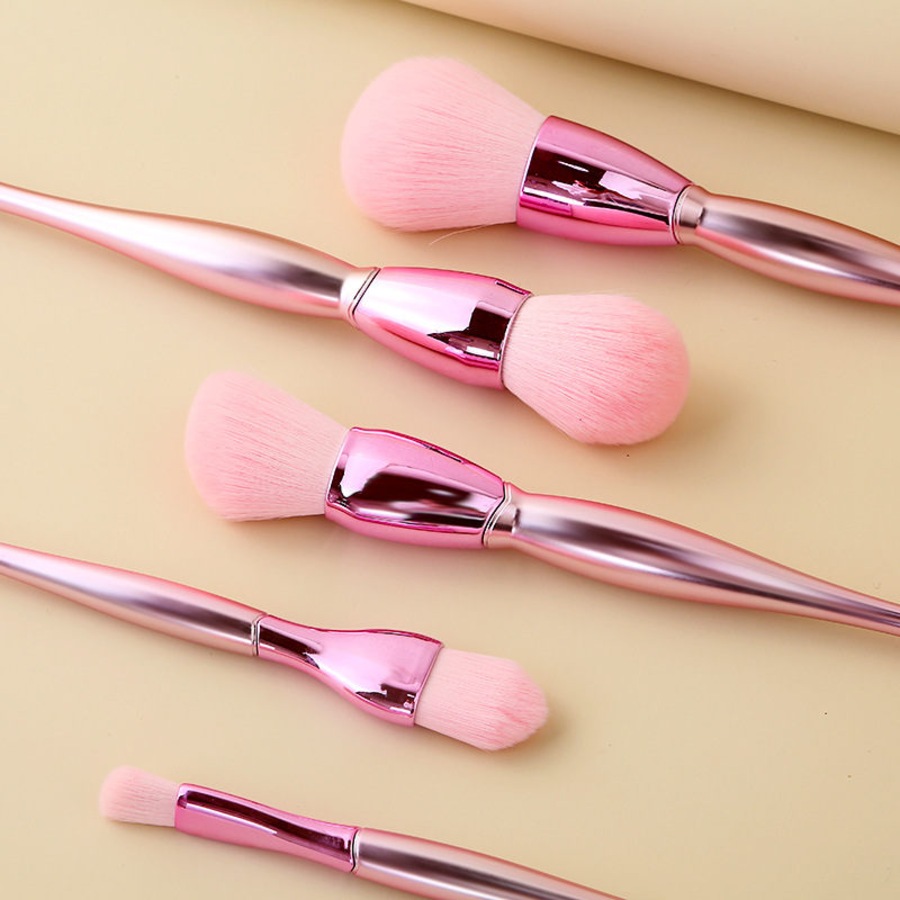 Catzon 10 Pcs Makeup Brushes Set Blush Facial Eye Shadow Brushes-Pink