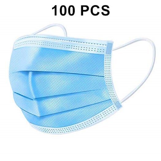 Catzon 100 Pcs Disposable Medical Mask 3-Ply Nonwoven Earloop Mouth Face Mask-Blue