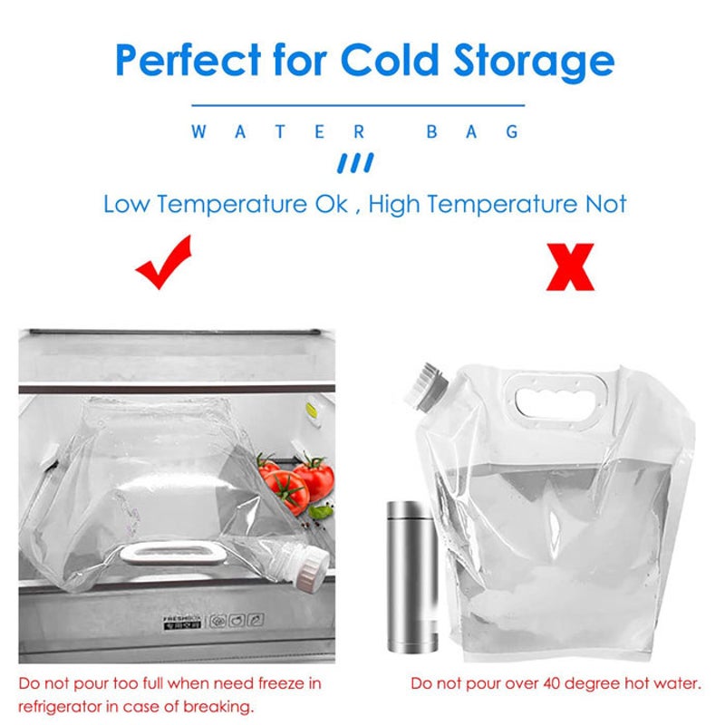 Premium Collapsible Water Container Bag, BPA Free Food Grade Clear