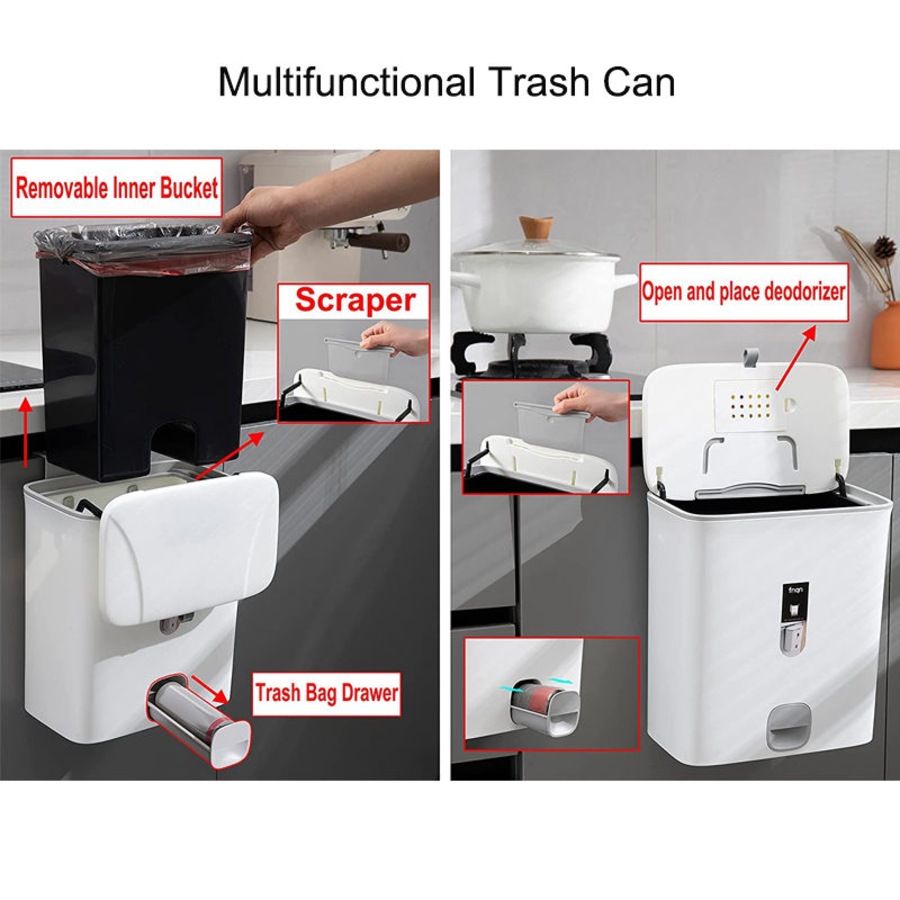 Catzon 10L Compost Bin with Inner Barrel for Counter Top or Under Sink -White