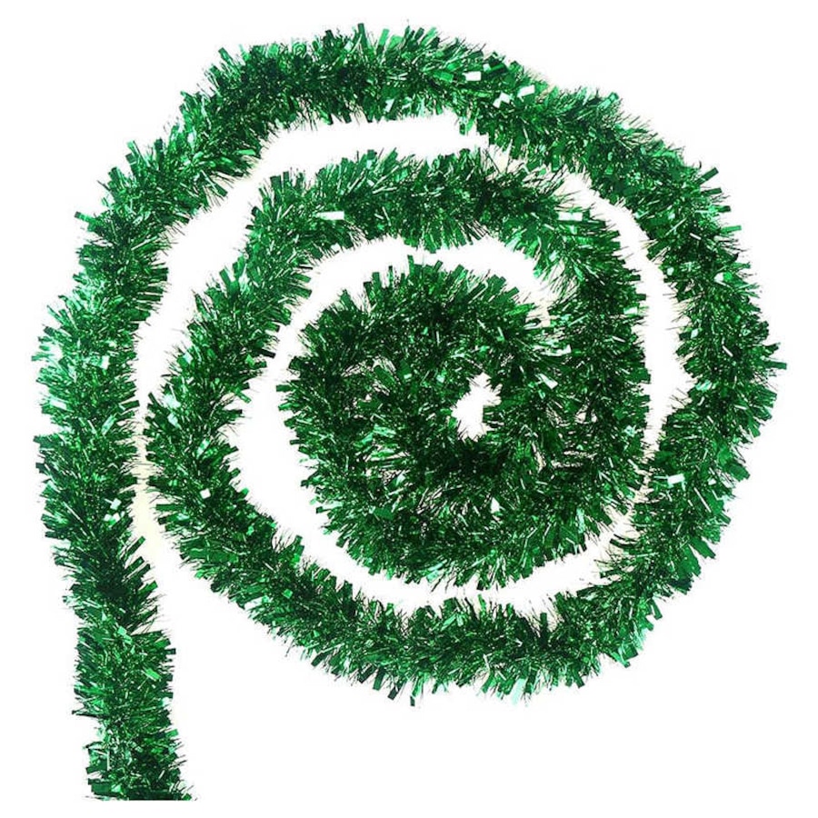 Catzon 10m Metallic Tinsel Garland Xmas Tree Ornaments Ceiling Hanging-Green