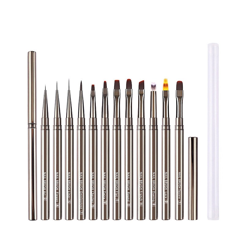 Buy Catzon 12Pcs Nail Art Brushes Set Metal Handle Single PVC Tube ...