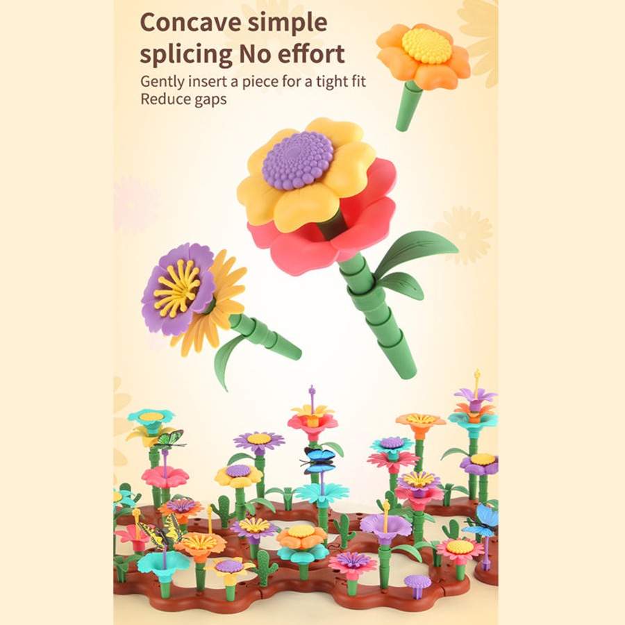 Catzon 144Pcs Flower Garden Building Kit STEM Toy for 3-7 Year Old Girls