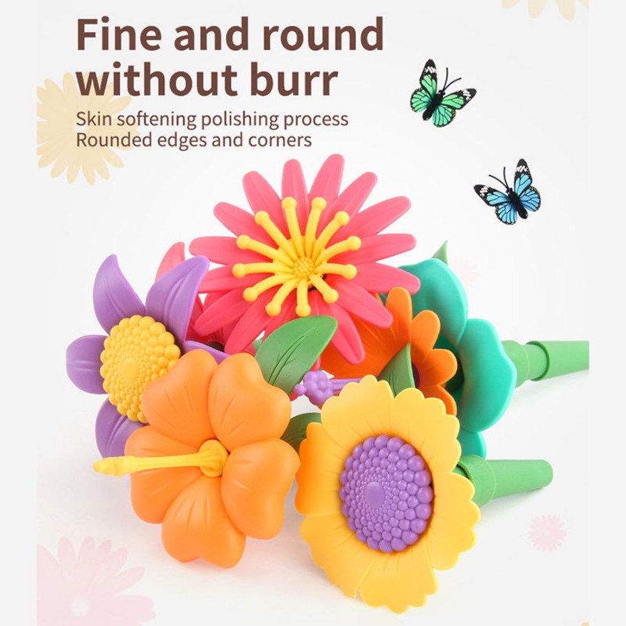 Catzon 144Pcs Flower Garden Building Kit STEM Toy for 3-7 Year Old Girls