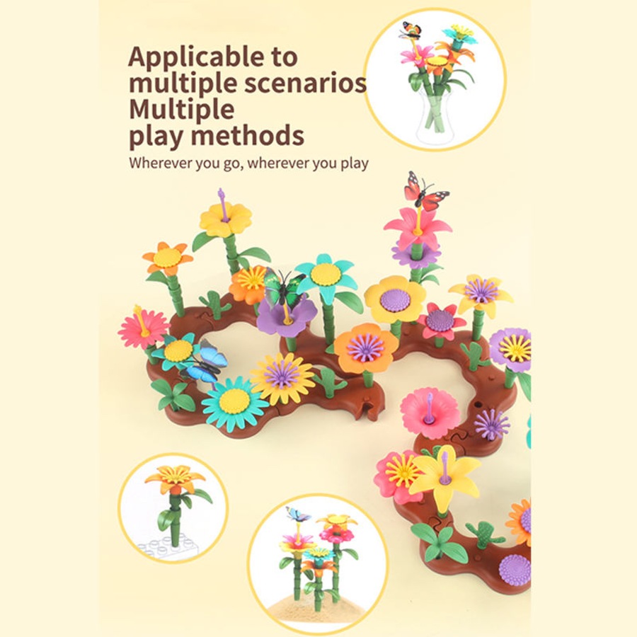 Catzon 144Pcs Flower Garden Building Kit STEM Toy for 3-7 Year Old Girls