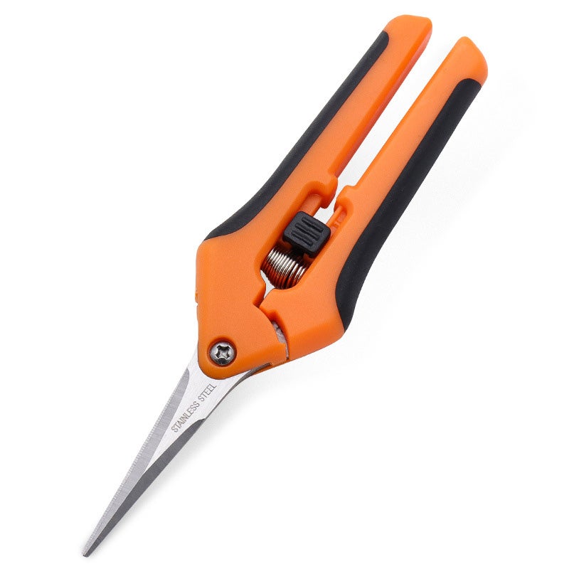 Catzon 165mm Gardening Pruning Shears Hand Scissors with Straight Stainless Steel Blades for Trimming Herbs Flowers Plants -Orange