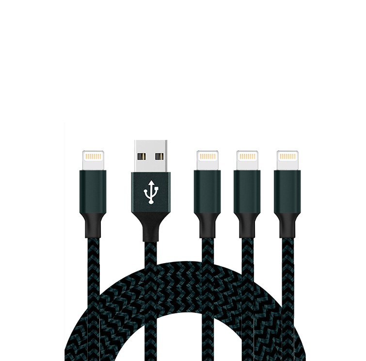 Catzon 1M 2M 3M 4Packs iPhone Charger Nylon Braided Phone Cable Fast Charger Cable USB Cord - Navy