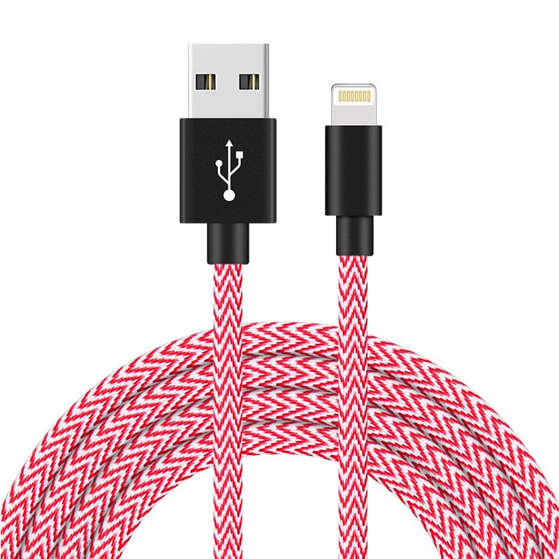 Catzon 1M 2M 3M Several Packs W iPhone Cable Phone Charger Nylon Braided Fast Charger Cable USB Cord -Pink White
