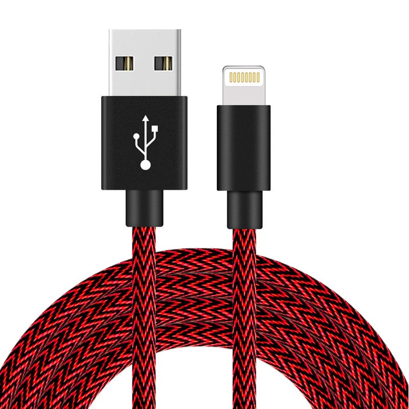 Catzon 1M 2M 3M Several Packs W iPhone Cable Phone Charger Nylon Braided Fast Charger Cable USB Cord -Black Red