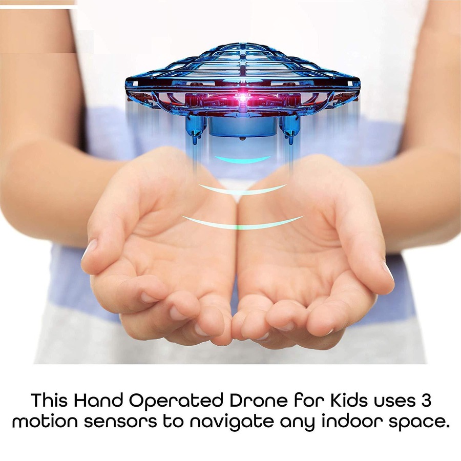 Catzon 1Pack Flying Toy Drones Hand Operated Mini Drone Helicopter Toys for Boys and Girls Blue