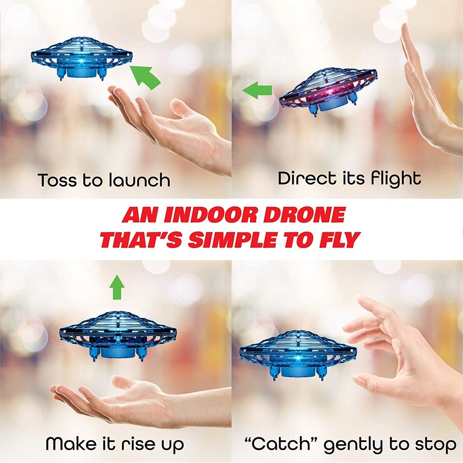 Catzon 1Pack Flying Toy Drones Hand Operated Mini Drone Helicopter Toys for Boys and Girls Blue