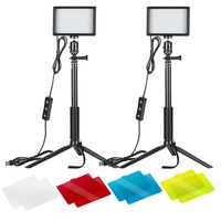 Catzon 2-Pack Dimmable 5600K USB LED Video Light with Adjustable Tripod Stand and Color Filters-116CM