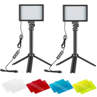 Catzon 2-Pack Dimmable 5600K USB LED Video Light with Adjustable Tripod Stand and Color Filters-40CM