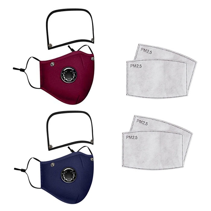 Catzon 2 Packs Kid Face Mask with Detachable Eye Shield Protective Breathable