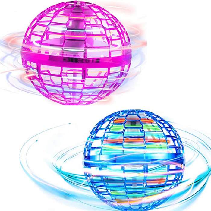 Catzon 2 Packs Magic Flying Toy Ball Dynamic RGB Light Drop Resistant-PinkBlue