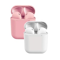 Catzon 2 Packs Wireless Earbuds inPods 12 Touch Control Bluetooth 5.0 Earbuds Earphone with Storage Case-Pink&White