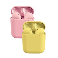 Catzon 2 Packs Wireless Earbuds inPods 12 Touch Control Bluetooth 5.0 Earbuds Earphone with Storage Case-Pink&Yellow