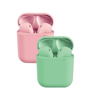 Catzon 2 Packs Wireless Earbuds inPods 12 Touch Control Bluetooth 5.0 Earbuds Earphone with Storage Case-Pink&Green