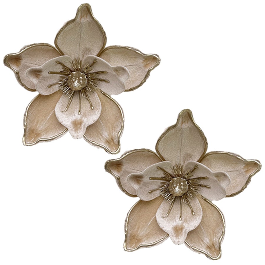 Catzon 2 Pcs 7In Artificial Christmas Flowers for Wreath Garland Decor-Champagne
