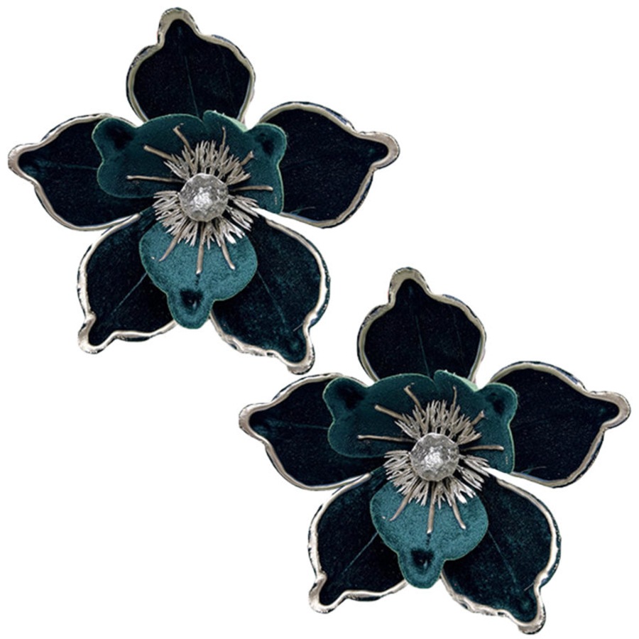 Catzon 2 Pcs 7In Artificial Christmas Flowers for Wreath Garland Decor-Green