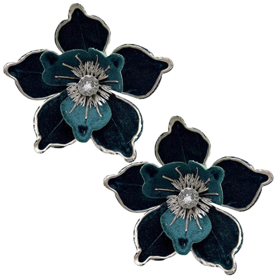 Catzon 2 Pcs 7In Artificial Christmas Flowers for Wreath Garland Decor-Green