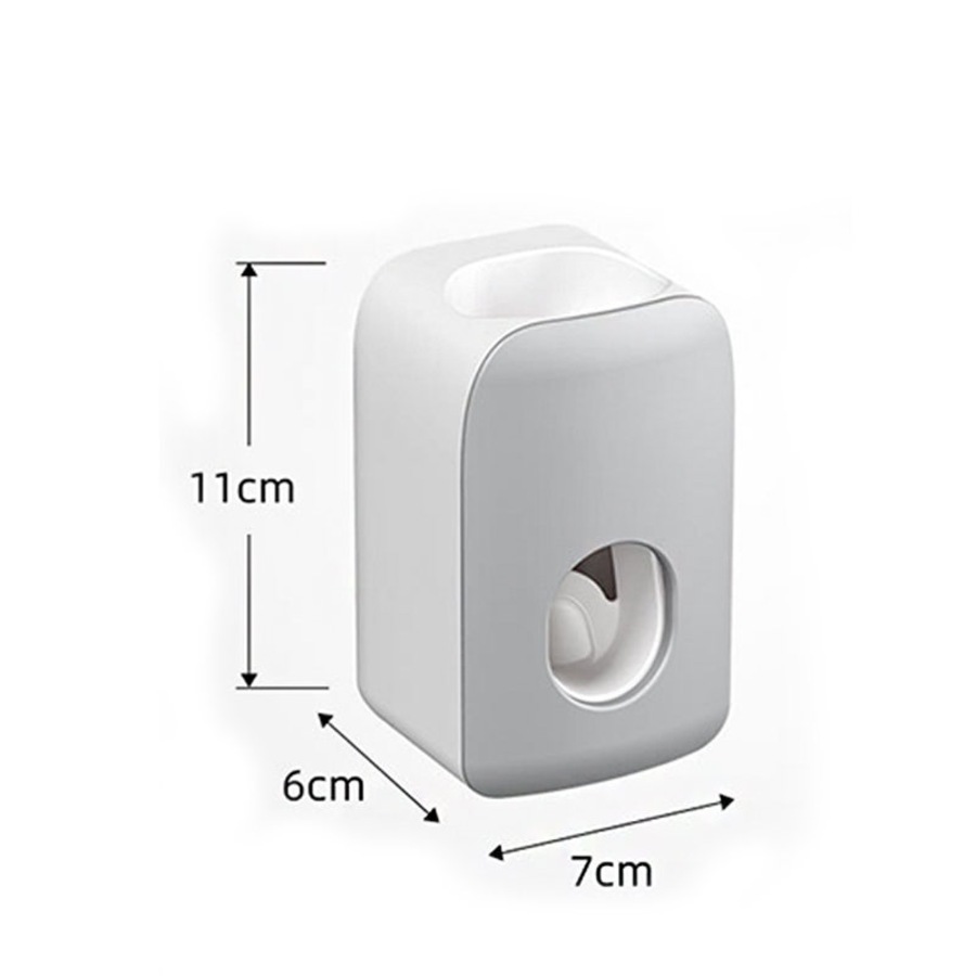 Catzon 2 PCS Automatic Toothpaste Dispenser Wall Mount Bathroom Accessories with Sticky Suction Pad-DarkGrey