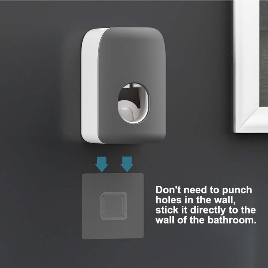 Catzon 2 PCS Automatic Toothpaste Dispenser Wall Mount Bathroom Accessories with Sticky Suction Pad-DarkGrey