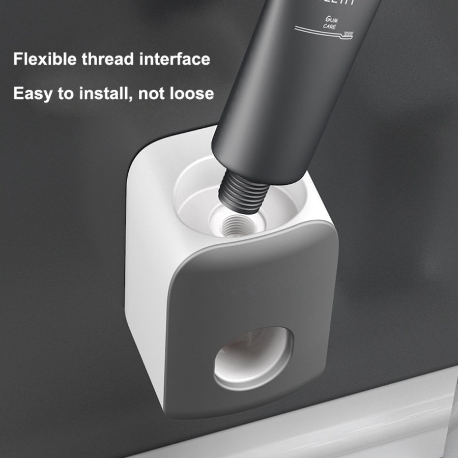 Catzon 2 PCS Automatic Toothpaste Dispenser Wall Mount Bathroom Accessories with Sticky Suction Pad-DarkGrey