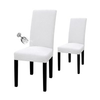 Catzon 2 Pcs Dining Chair Covers Waterproof Stretch for Home Banquet-White