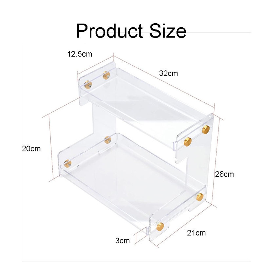 Catzon 2-Tier Countertop Organizer Shelf Acrylic for Bathroom Kitchen-Clear