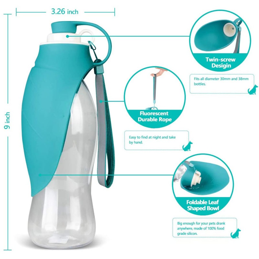 Catzon 20 Oz Dog Water Bottle for Walking Portable Pet Water Container with Drinking Cup Bowl