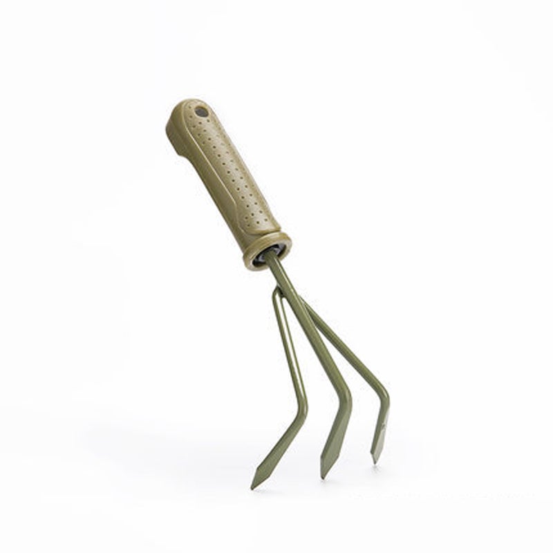 Catzon 27cm Gardening Three-Tine Rake Carbon Steel Garden Tool Lightweight Soft Ergonomic Handle Grip Non-Slip