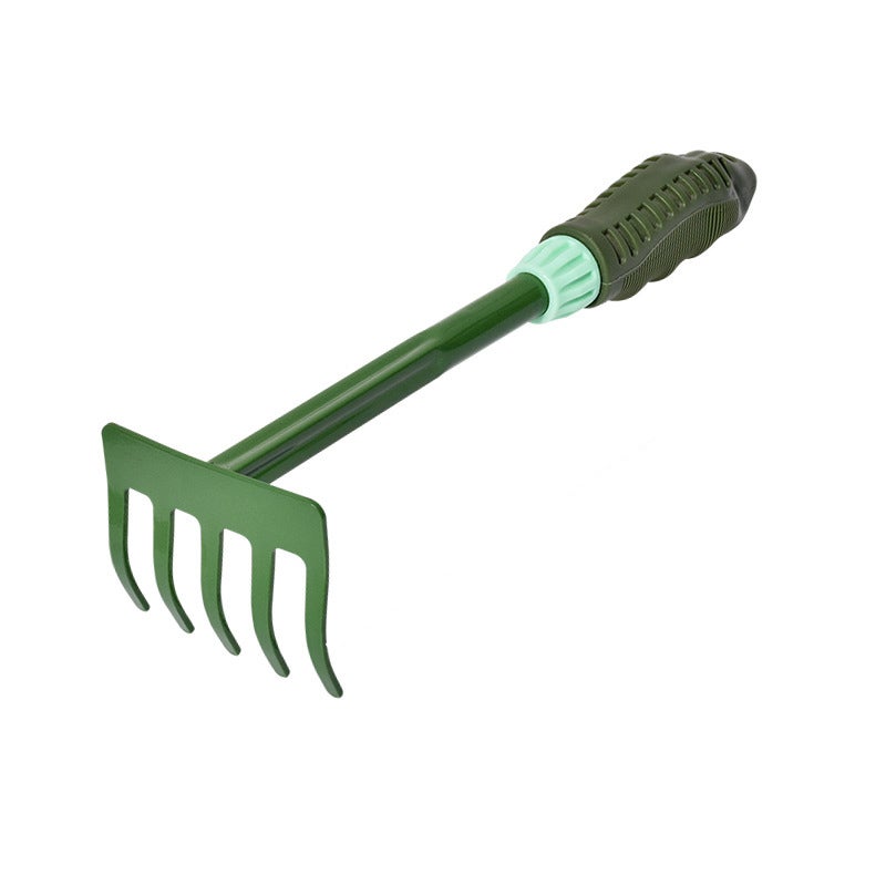 Catzon 28.5cm Garden 5-Tine Rake Carbon Steel Garden Tool Lightweight Soft PVC Ergonomic Handle Grip Non-Slip