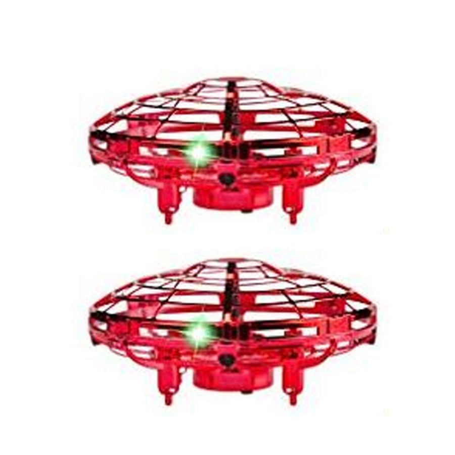 Catzon 2Packs Flying Toy Drones Hand Operated Mini Drone Helicopter Toys for Boys and Girls Red