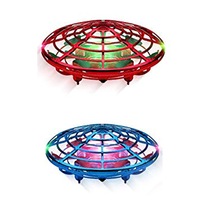 Catzon 2Packs Flying Toy Drones Hand Operated Mini Drone Helicopter Toys for Boys and Girls RedBlue