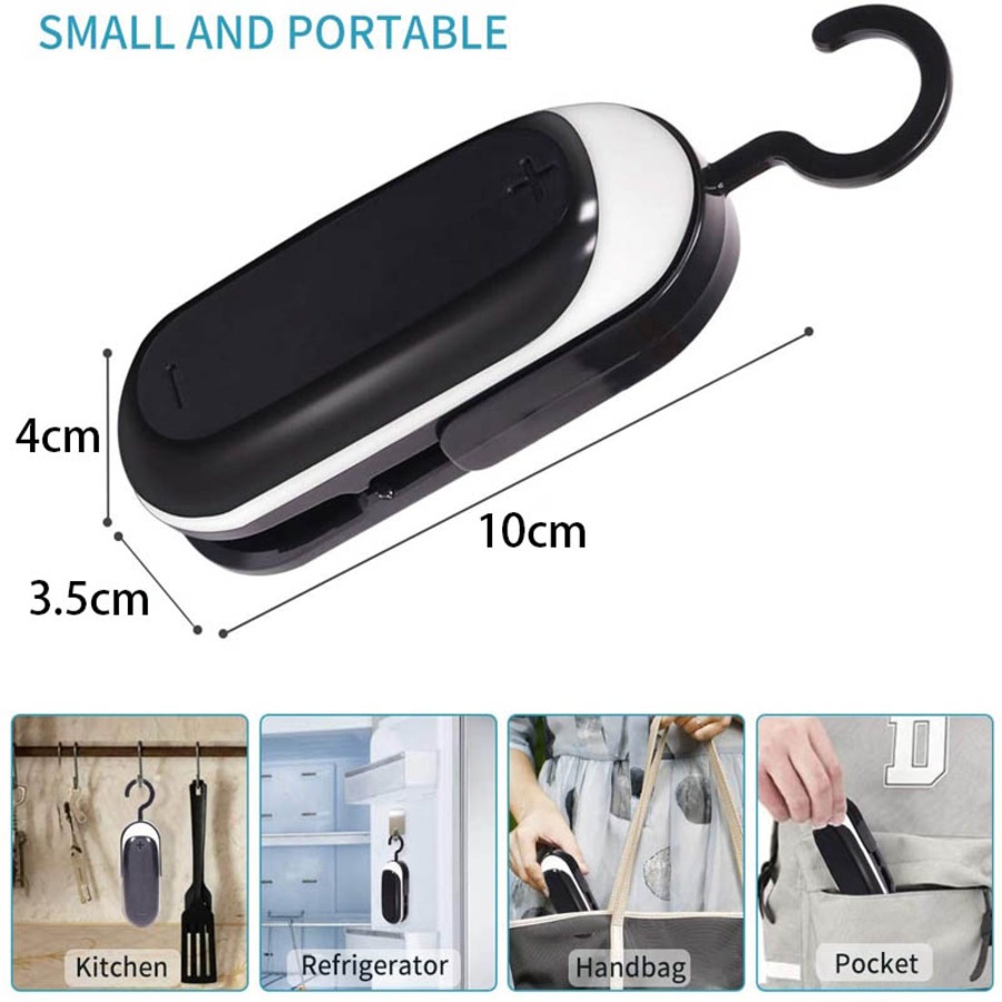 Catzon 2Packs Portable Mini 2 in 1 Heat Seal and Cutter Mini Food Sealer For Plastic Bags Food Storage-Gray