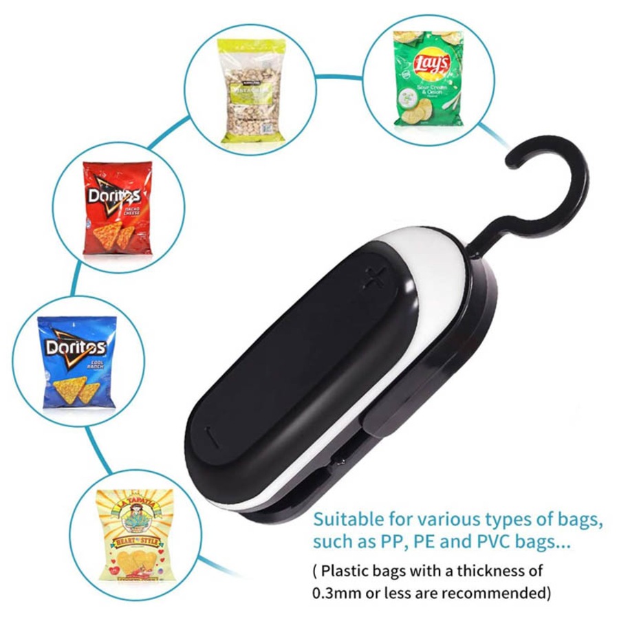 Catzon 2Packs Portable Mini 2 in 1 Heat Seal and Cutter Mini Food Sealer For Plastic Bags Food Storage-Gray