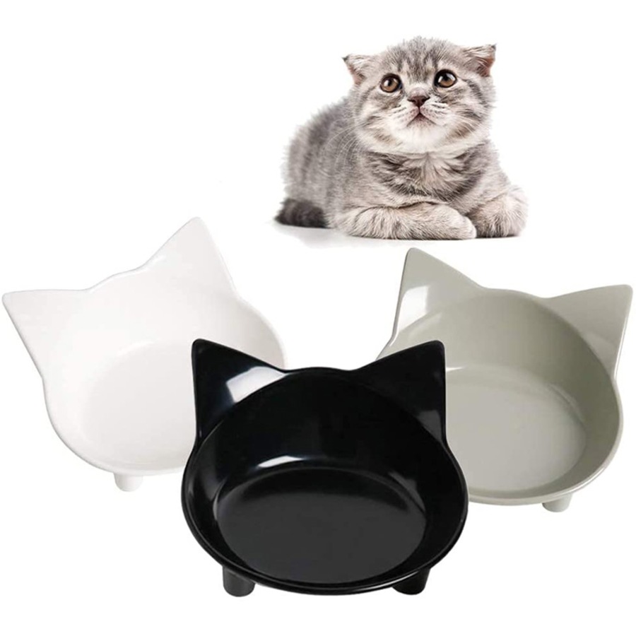 Catzon 3 Packs Cat Food Bowl Non Slip Pet Food Bowls Cat Feeding Wide Bowls to Stress Relief of Whisker Fatigue-001