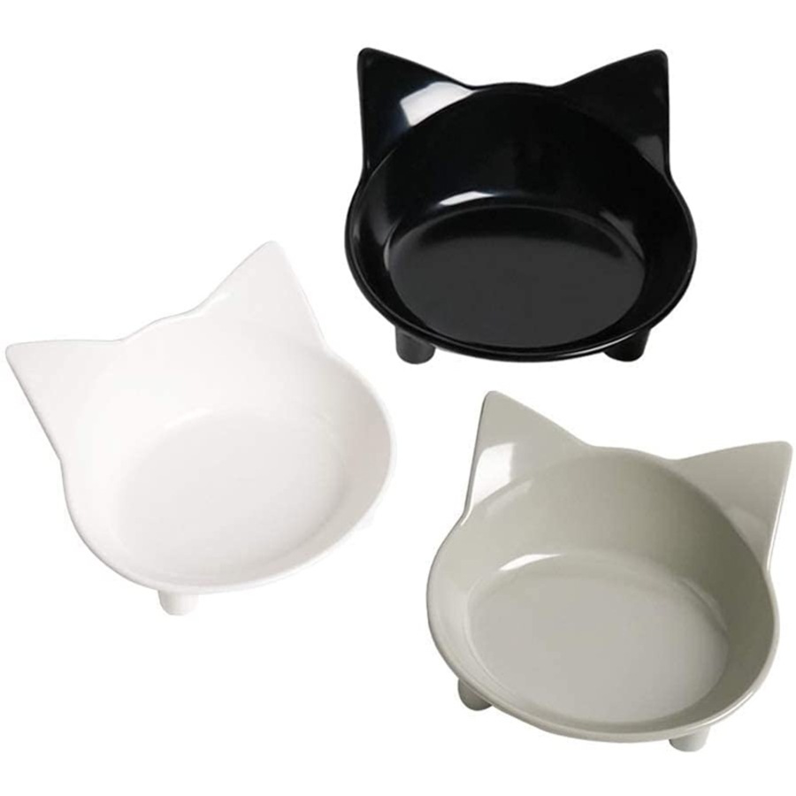 Catzon 3 Packs Cat Food Bowl Non Slip Pet Food Bowls Cat Feeding Wide Bowls to Stress Relief of Whisker Fatigue-001